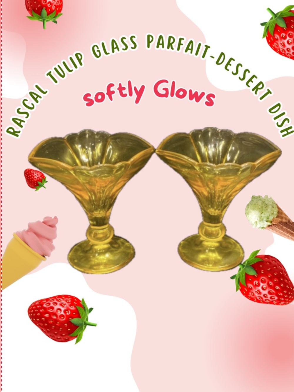Pr. Rastal Tulip Glowy Glass  Parfait Dessert Dishes